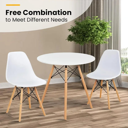 Juego de mesa de comedor redonda para 4 personas, juego de mesa de cocina con asiento y patas de madera maciza, mesa de cocina redonda y sillas para espacios pequeños, color blanco