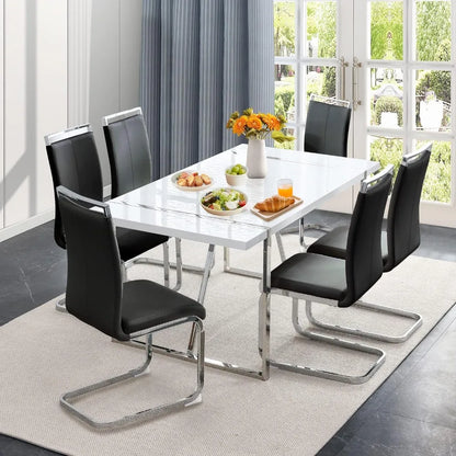 Juegos de comedor, juego de mesa de comedor de 55" y sillas para 6, juego de mesa de comedor rectangular para 4, juegos de comedor