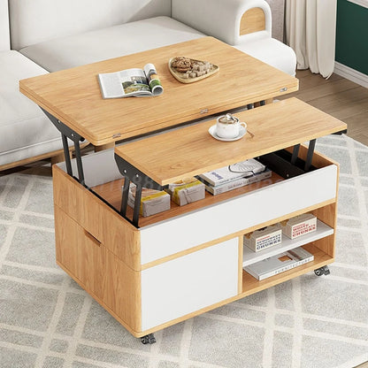 Mesa de comedor plegable elevable Mesa de centro multifuncional Mueble de sala de estar de doble propósito Hogar simple Apartamento pequeño