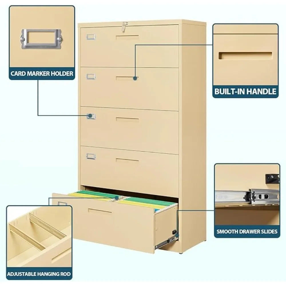 Archivador con cerradura, archivadores metálicos de 5 cajones, archivador