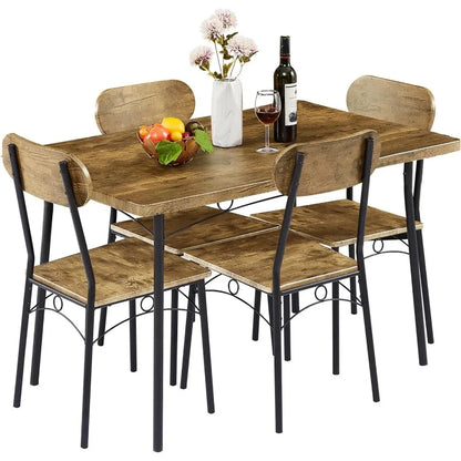 Juego de mesa de comedor para 4, 5 piezas con sillas para cocina, desayunador y espacios pequeños, 43,3", color negro