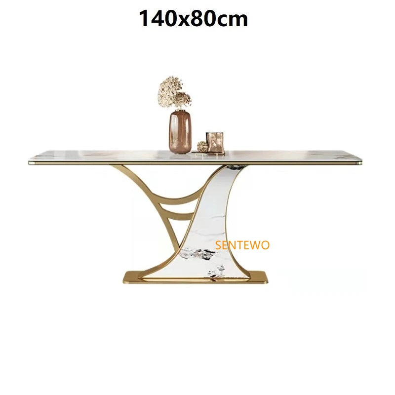 SENTEWO Envío gratuito Juego de mesa de comedor italiano de 6 sillas Marco dorado Juego de mesa de comedor de diseño moderno Muebles para apartamentos