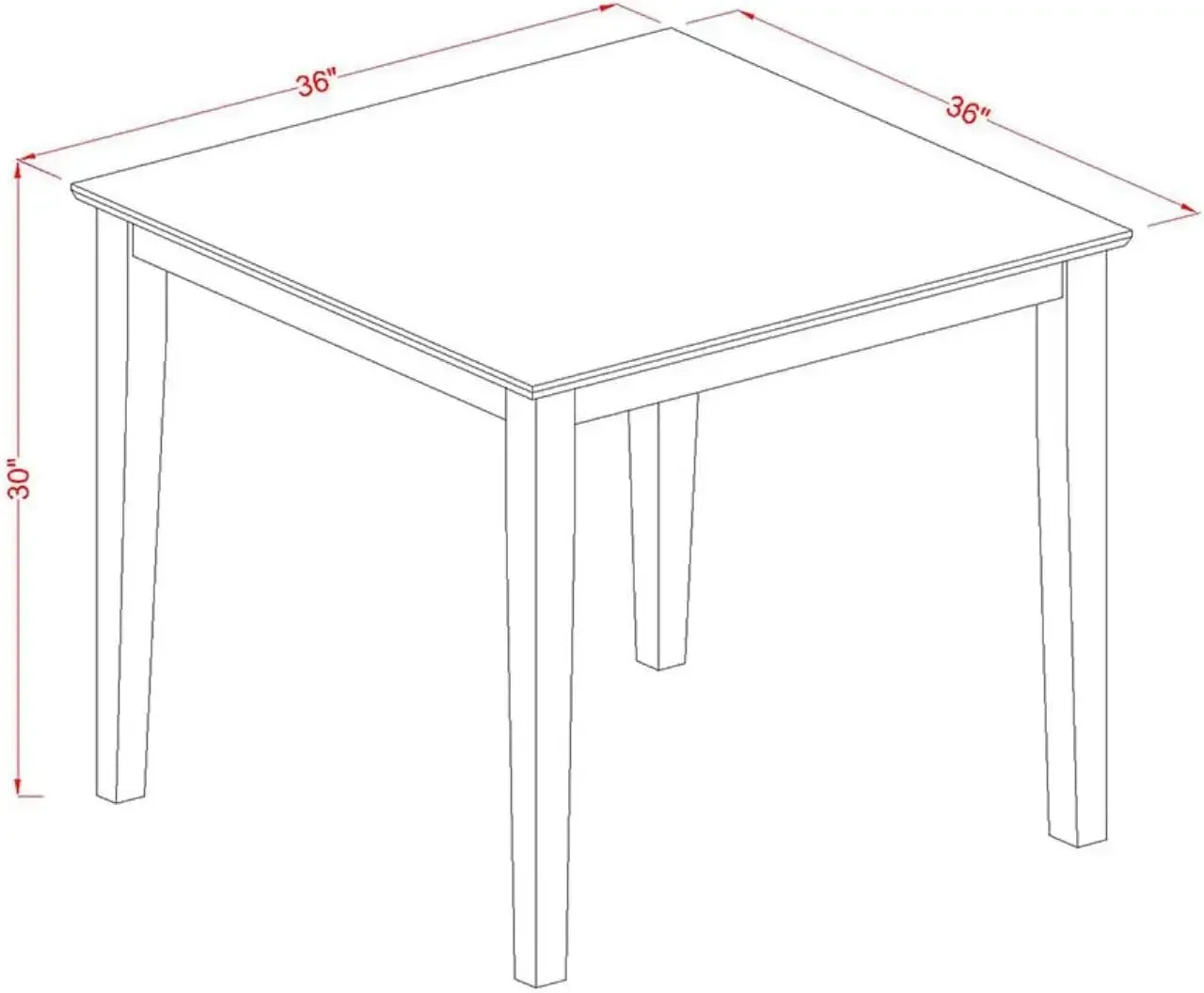 Juego de cocina Oxford de 5 piezas Oxdu5-Mah-Lc que incluye una mesa de comedor cuadrada y 4 sillas de comedor tapizadas en piel sintética, 36 x 36 pulgadas