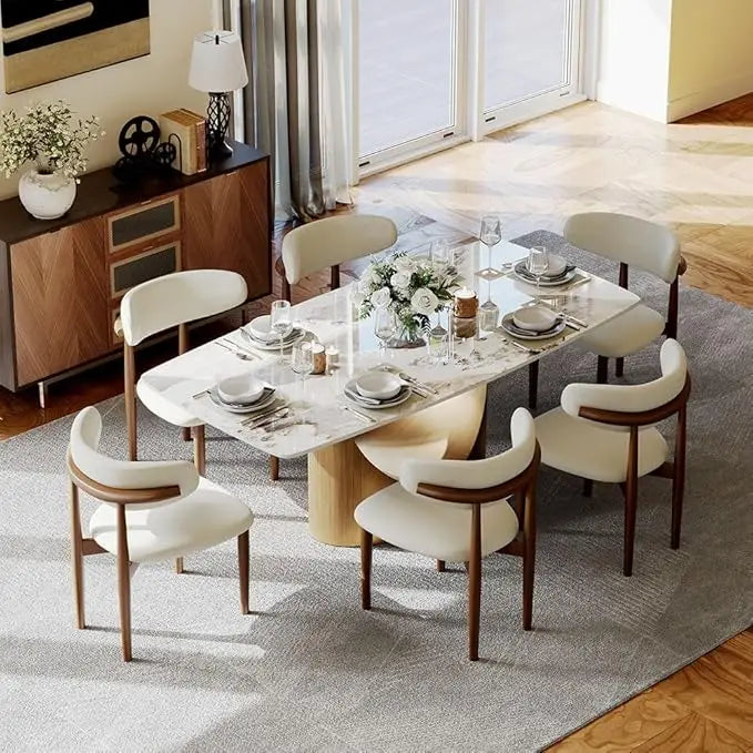 Modern Dining Table for 6, Dining Room Table Sintered Stone Minimalist Kitchen Desk Top , 71 Inch Dining Table Only