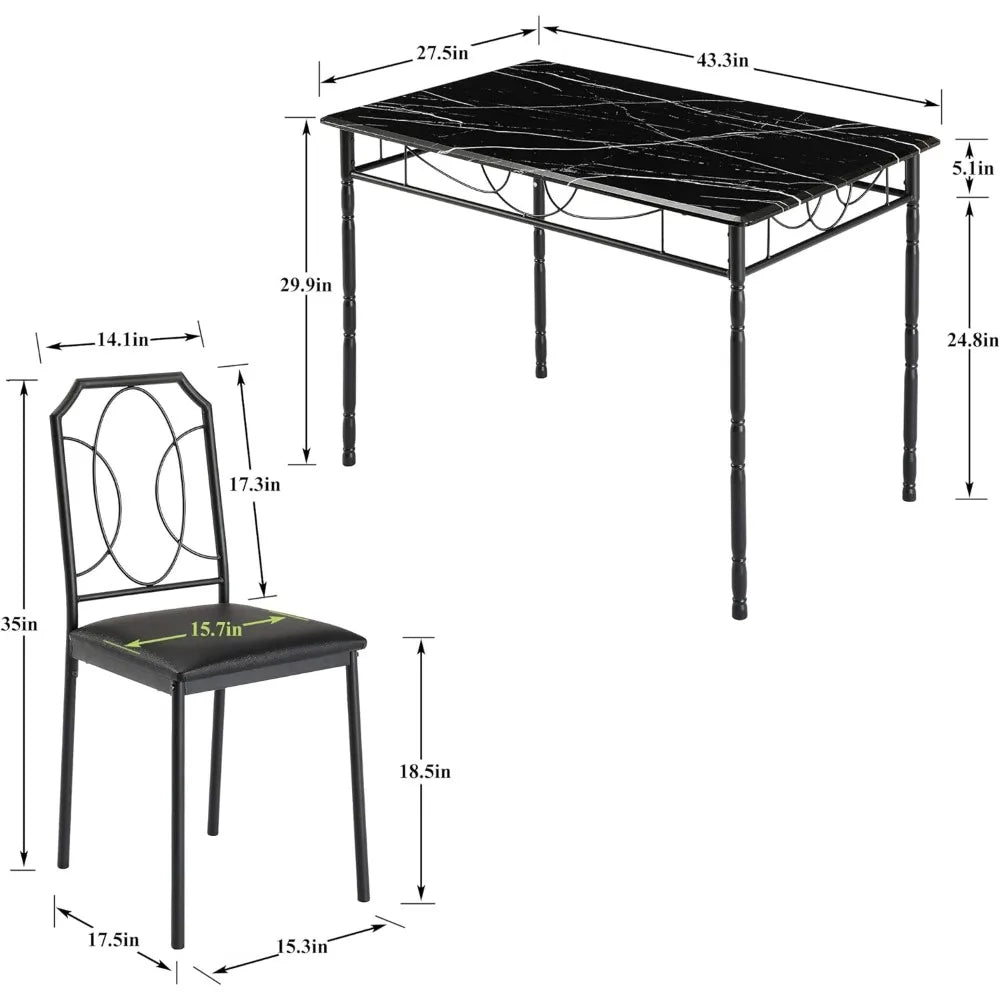 Juego de mesa y sillas, juego de 5 piezas, mesas y sillas de 43,3" para 4, mesa de altura de mostrador con taburetes de bar, juegos de comedor rectangulares