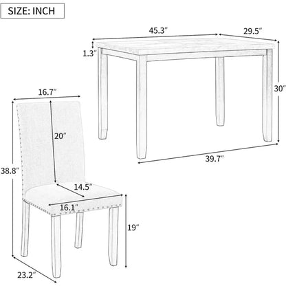 Ensemble de table à manger, ensemble de table de cuisine pour 4 personnes, ensemble de table à manger et de chaises en bois, ensemble de salle à manger pour cuisine/maison