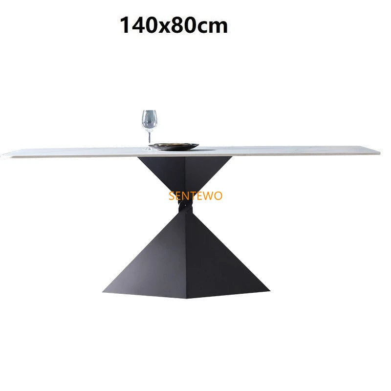 Mesa de comedor y silla de comedor de losa de roca italiana SENTEWO, base de acero al carbono, mesas de mármol sintético, muebles para el hogar, muebles para cocina