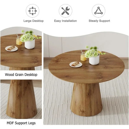 Round Dining Table Set for 4,72 Pounds Modern Kitchen Table Small 45 Inch Dinner Wood Round Dinner Table for Living Room