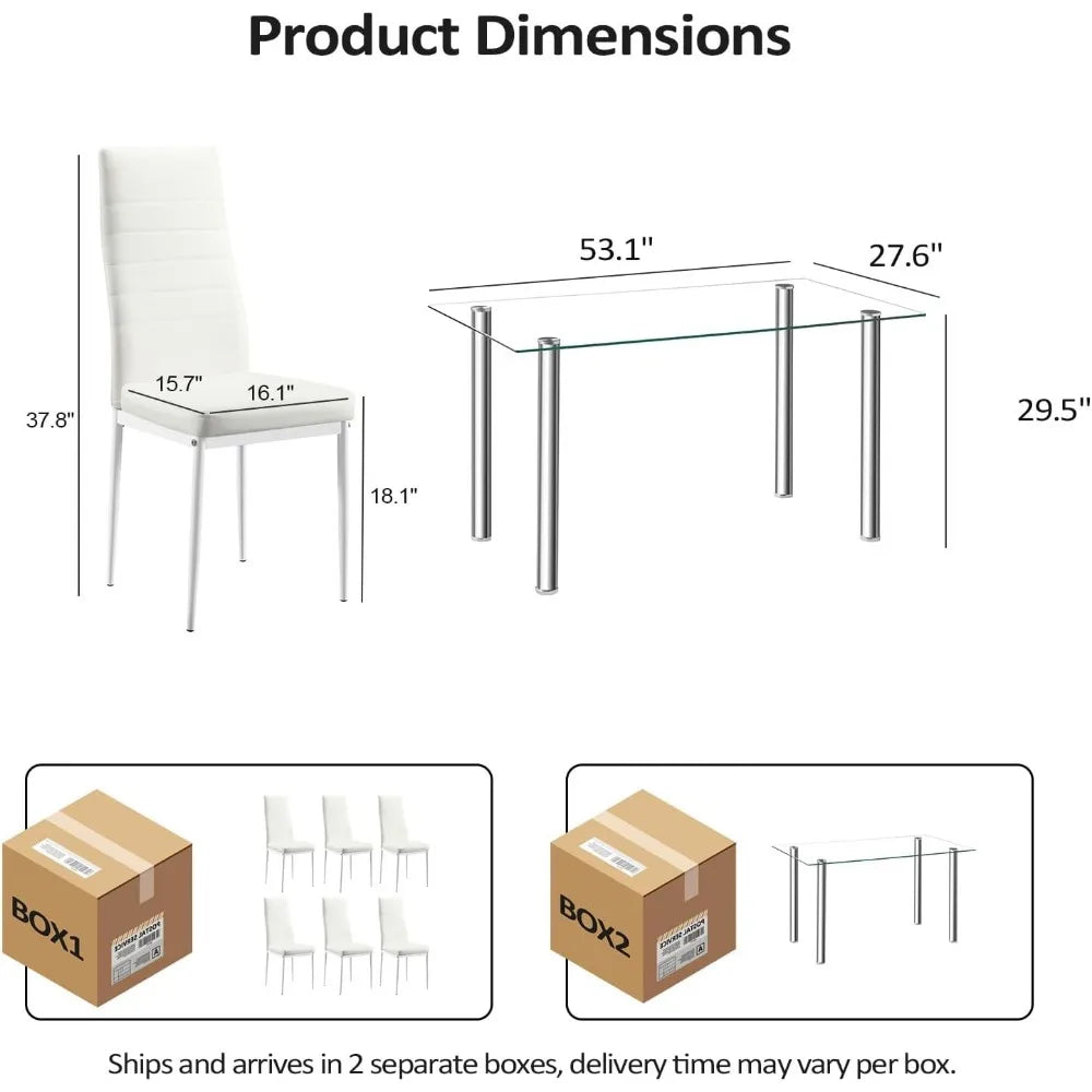 Juego de mesa de comedor para 6, mesa de cocina y sillas para 6, mesa de comedor pequeña y 6 sillas de cuero PU para lugares pequeños