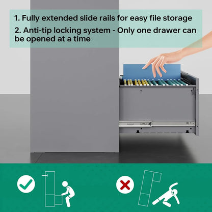 Archivadores Letaya de 4 cajones para el hogar y la oficina, archivadores laterales de metal con cerradura, archivadores colgantes de tamaño carta, legal, F4 y A4