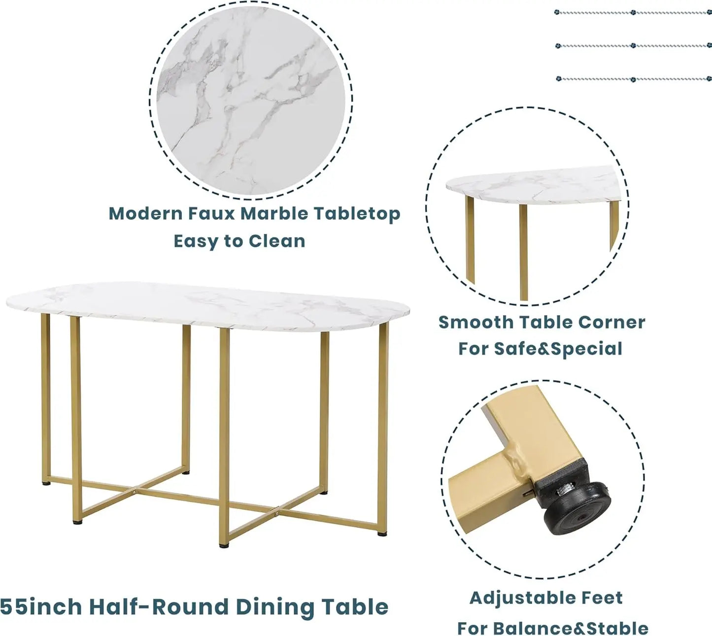 Juego de mesa de comedor de cocina de 7 piezas de metal Merax para 6 personas, juego de mesa de comedor de mármol sintético, juego de mesa de comedor industrial moderno