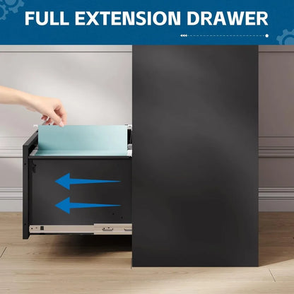 2-Drawer Metal File Cabinet, Lateral Vertical Filing Cabinets for Home Office, Locking File Cabinet with Storage Shelves