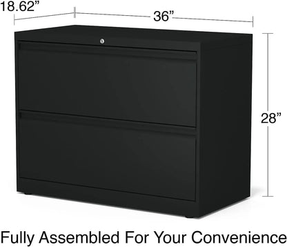 Archivador lateral de 2 cajones de 36 pulgadas de ancho y marca comercial Staples 870395, color negro