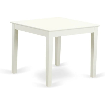 El juego de comedor de 5 piezas Oxford incluye una mesa de madera cuadrada y 4 sillas de tela para cocina, 36 x 36 pulgadas, color blanco lino