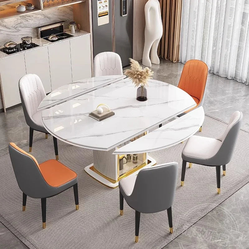 Mesas de comedor de diseño extensibles Mesas de comedor de lujo nórdicas plegables de madera Mesas de comedor redondas modernas naturales Mesa De Jantar Muebles para el hogar