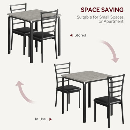 Table à manger pour 2, ensemble de 2 petites tables et chaises, ensemble de dinette pour 2, ensemble de table à dîner carrée, ensemble de cuisine et de salle à manger 3 pièces