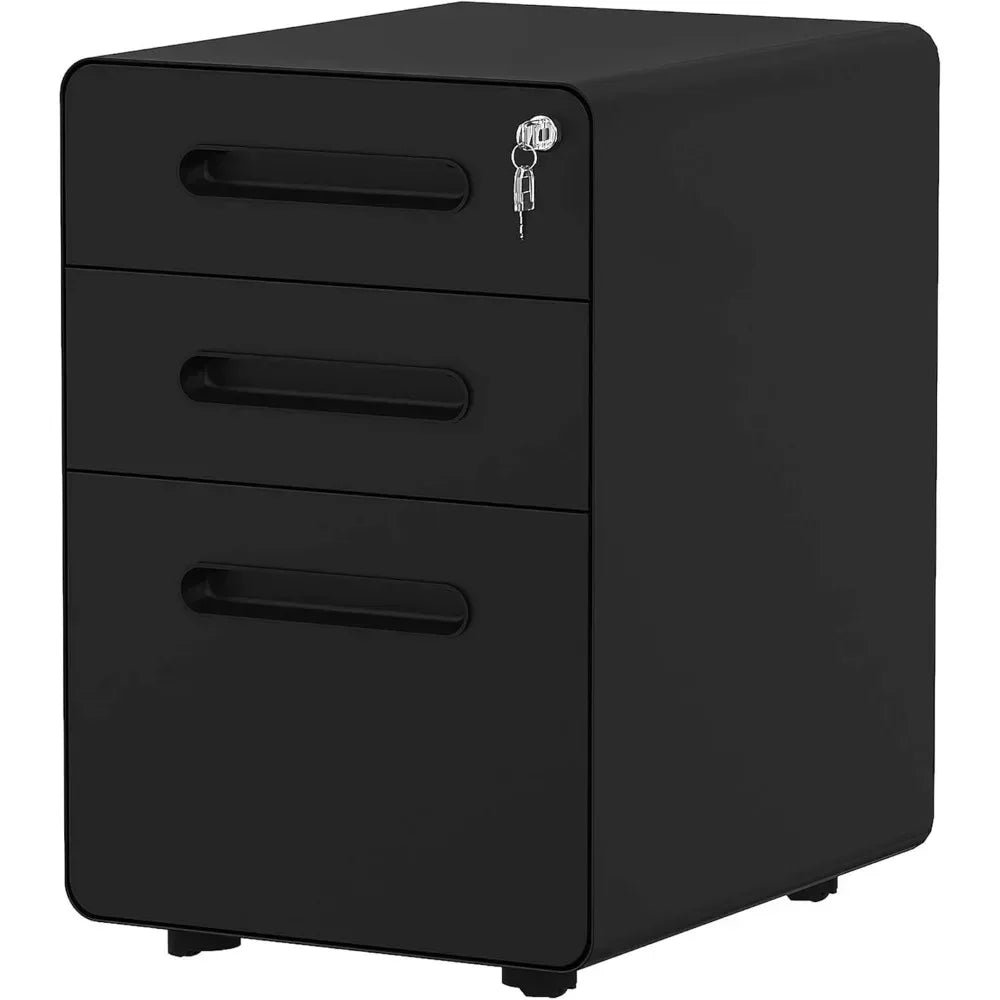 3-Drawer Rolling File Cabinet, Metal Mobile File Cabinet with Lock, Filing Cabinet Under Desk fits Legal/A4 Size for Home Office