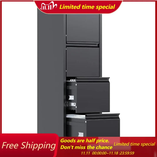 4 Drawer File Cabinet, Metal Vertical File Storage Cabinet with Lock, Office Home Steel File Cabinet for A4 Letter/Legal Size