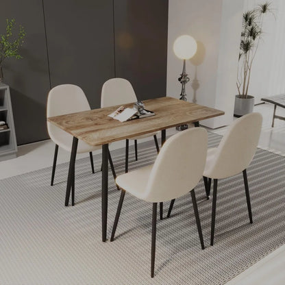 Juego de mesa de comedor pequeña para 4 personas, juego de mesa y sillas de comedor modernas con 4 sillas de comedor de tela, juego de mesa de cocina de 47''