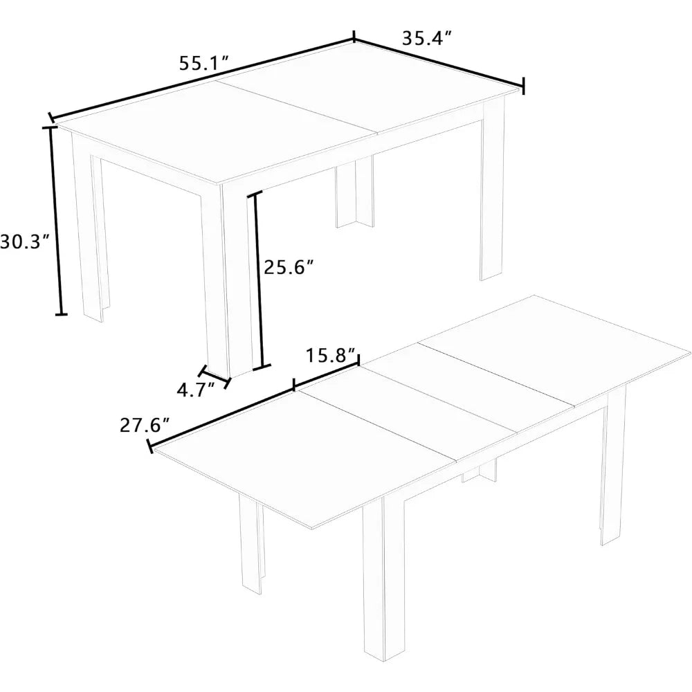 Mesa de comedor extensible para 6 a 8 personas, mesas de comedor rectangulares de madera para interiores, mesa de comedor de cocina grande para el hogar, roble