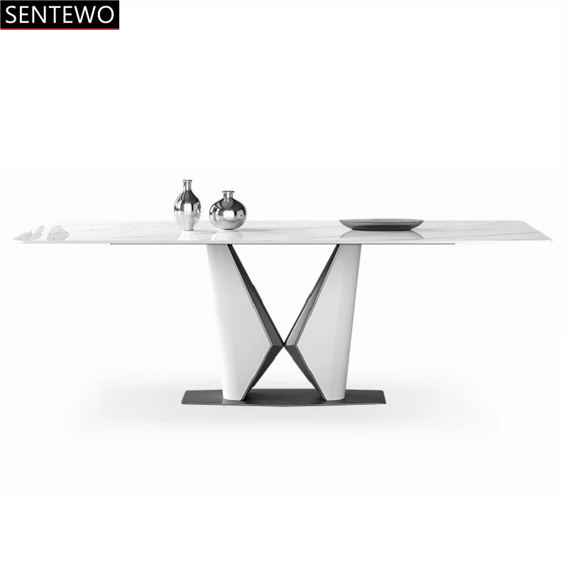 Juego de mesa de comedor de lujo con losa de mármol y 8 sillas, mesa de comedor de mármol, mesa de comedor de acero inoxidable con base dorada