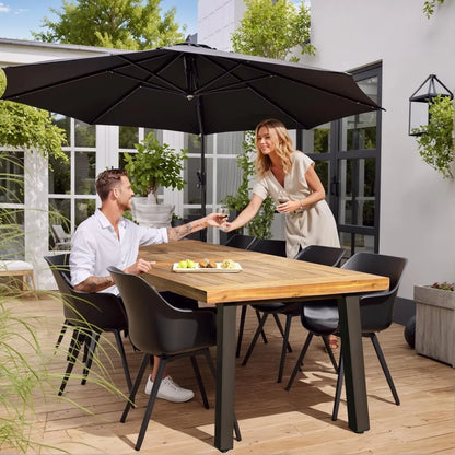 Table à manger en acacia pour 6 personnes, table d'intérieur et d'extérieur, pieds en fer, finition sablée, teinte naturelle, rustique, 69 x 33 x 30 pouces