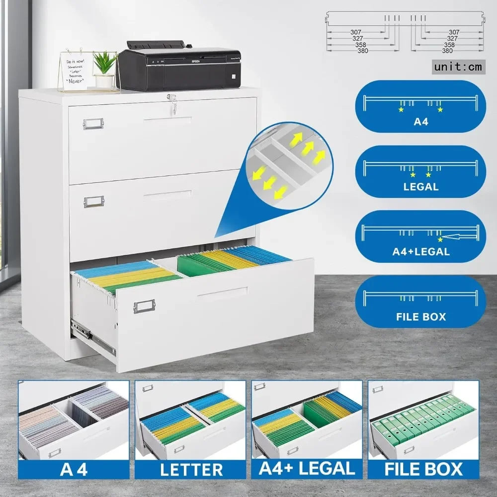 3 Drawer File Cabinets, Metal File Cabinets with Locks, Office Home File Cabinets Office, Letter Size Files Cabinets