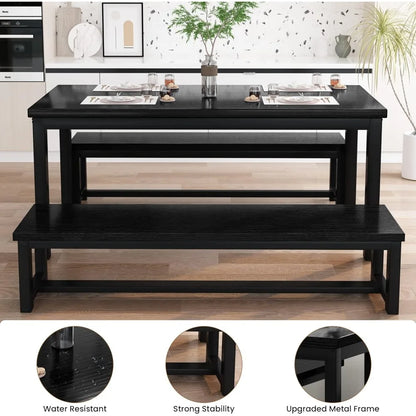 Juego de Mesa de Comedor, Juego de Cocina con 2 Bancos, Ideal para Hogar, y Habitación, Desayuno