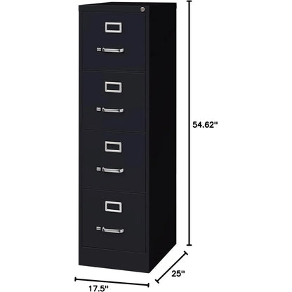 Archivadores de oficina, archivador vertical de 4 cajones, 15 x 22 x 52, archivadores negros