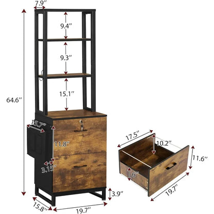 2 Drawer File Cabinet with Lock, Filing Cabinet fits Letter, A4 Size, for Home Office with Adjustable Storage Shelf and Hook