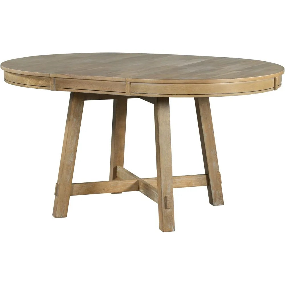 Ensemble de table à manger extensible en bois avec table ronde et chaises rembourrées pour 4 à 6 personnes, ensemble de table à manger ronde 5 pièces