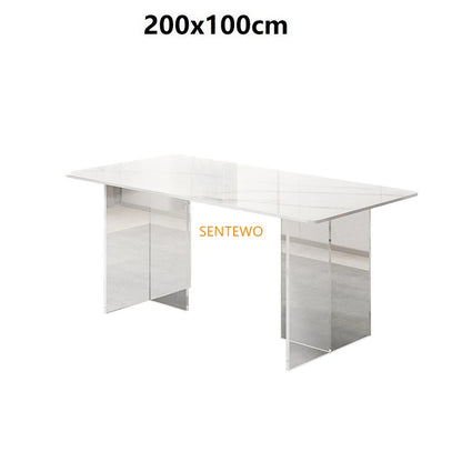 SENTEWO Livraison gratuite Table à manger de cuisine en dalle de roche moderne avec chaise Ensemble de table à manger à base en acrylique transparent Esstische