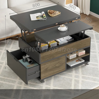 Mesa de comedor plegable elevable Mesa de centro multifuncional Mueble de sala de estar de doble propósito Hogar simple Apartamento pequeño