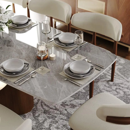 Modern Dining Table for 6, Dining Room Table Sintered Stone Minimalist Kitchen Desk Top , 71 Inch Dining Table Only