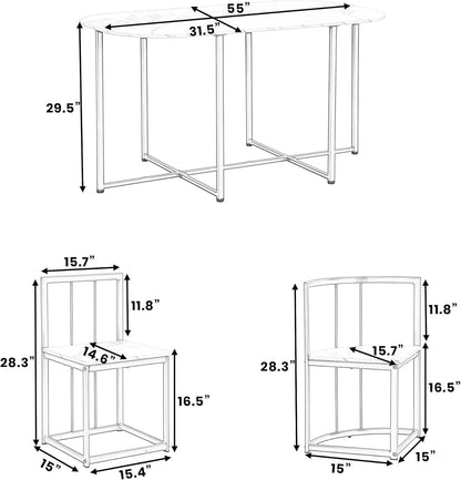 Juego de mesa de comedor de cocina de 7 piezas de metal Merax para 6 personas, juego de mesa de comedor de mármol sintético, juego de mesa de comedor industrial moderno