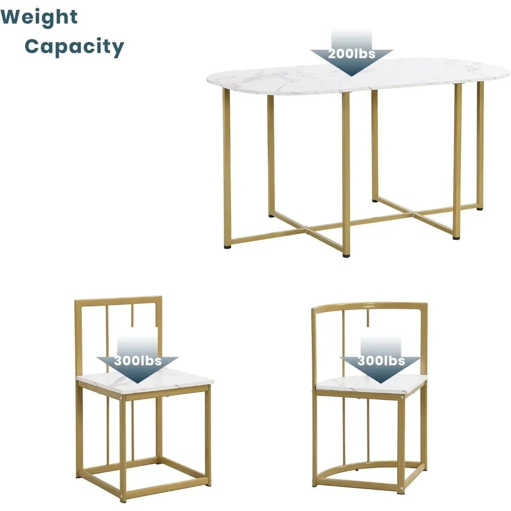 Modern 7-piece Set Table Set, Equipped with Imitation Marble Table and Triangular Chair Design, 55 Inch Kitchen Dining Table Set