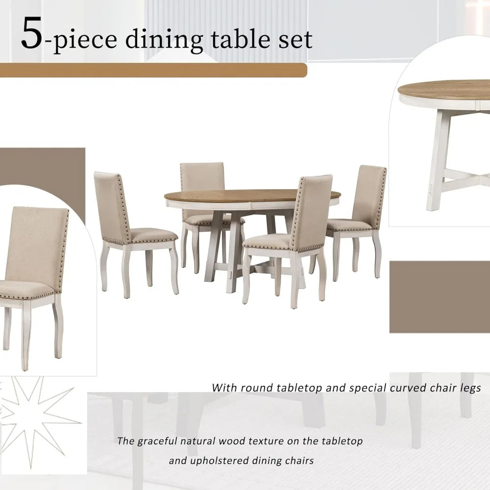 Ensemble de table à manger pour 4 personnes, ensemble de table à manger à hauteur de comptoir, ensemble de table de salle à manger 5 pièces pour meubles de cuisine et de salon