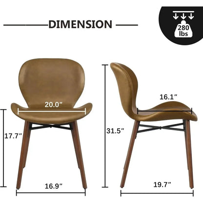 Mid Century ModernDining Room Sets of Faux Leather Side Chair with Black Color Wood Legs for Kitchen Dining Room, Grey.