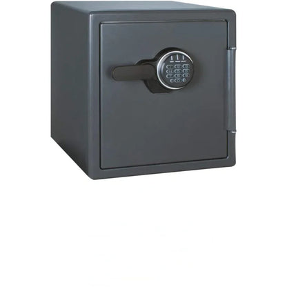 Fireproof file box with numeric keypad in office, 1.23 cubic feet, black