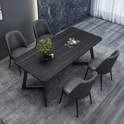 Mesa de comedor negra de lujo con patas de metal modernas para apartamentos, mesas de centro para computadora, mesas de balcón, mesas de Jantar, muebles de biblioteca nuevos