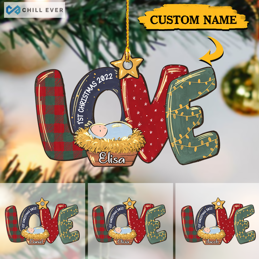 Love Baby's First Christmas Acrylic Ornament for Home Decor - Personalized Xmas Ornament