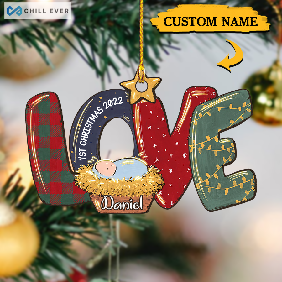Love Baby's First Christmas Acrylic Ornament for Home Decor - Personalized Xmas Ornament