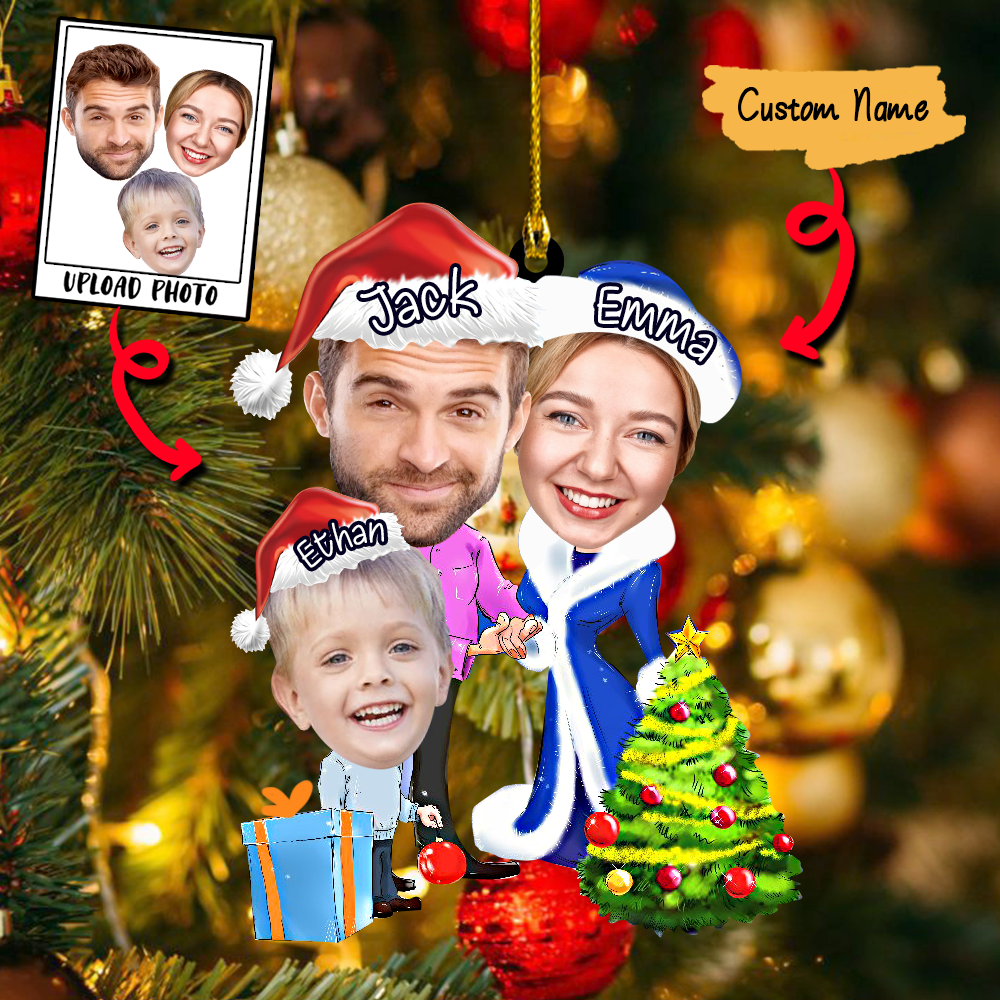 Custom Family Photo With Name Christmas Ornament