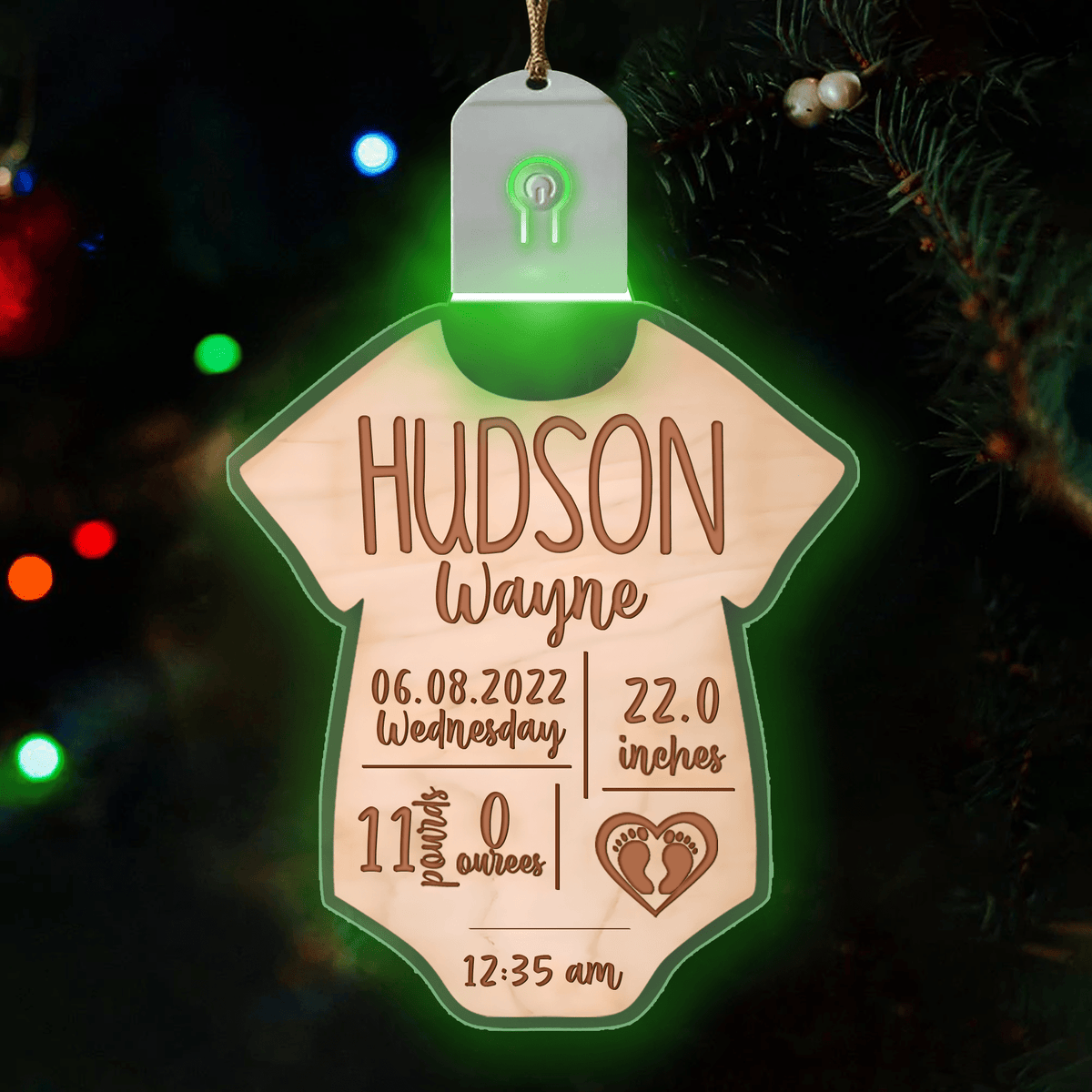 Personalized Baby Birth Stat Led Ornament, Funny Xmas Christmas Ornaments