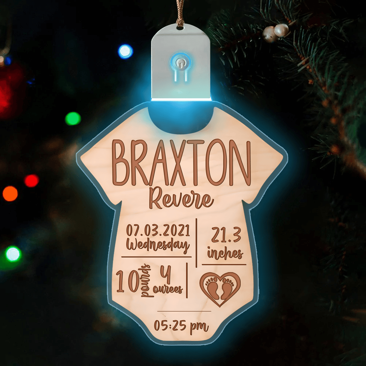 Personalized Baby Birth Stat Led Ornament, Funny Xmas Christmas Ornaments
