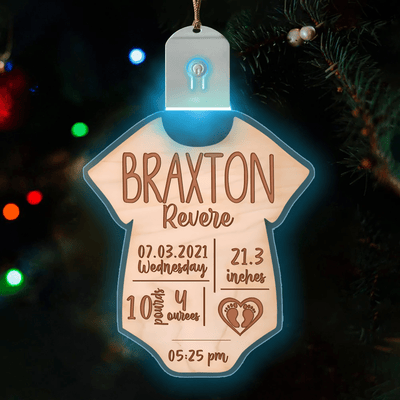 Personalized Baby Birth Stat Led Ornament, Funny Xmas Christmas Ornaments