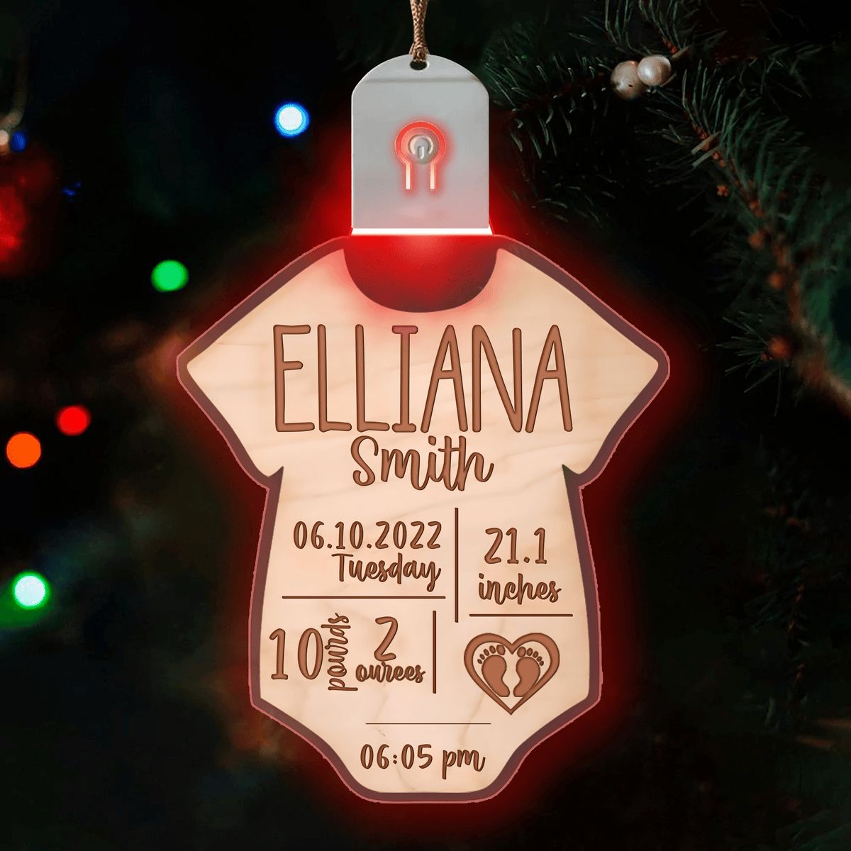 Personalized Baby Birth Stat Led Ornament, Funny Xmas Christmas Ornaments