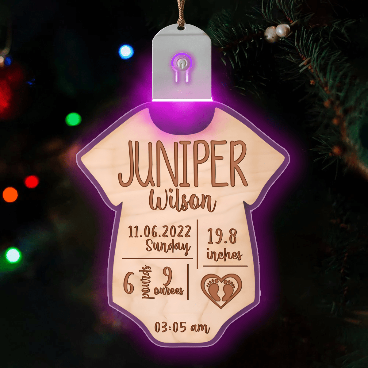 Personalized Baby Birth Stat Led Ornament, Funny Xmas Christmas Ornaments