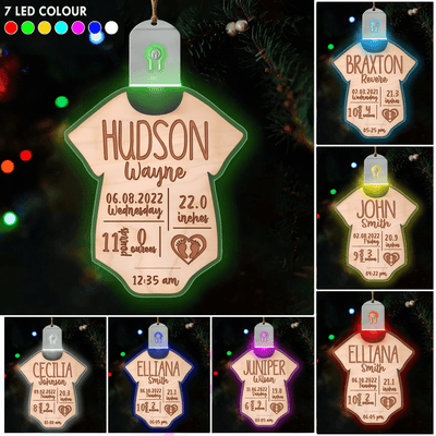 Personalized Baby Birth Stat Led Ornament, Funny Xmas Christmas Ornaments