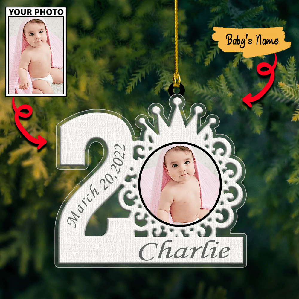 Custom Baby Cute Frame with Photo Merry Christmas Ornament